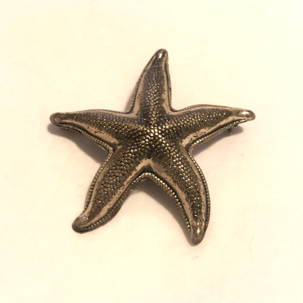 Sterling Starfish Sea Life Brooch / Pin